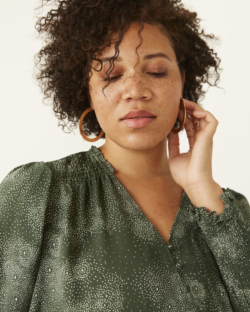 Front of plus size Maya Smocked Blouse by East Adeline | Dia&Co | dia_product_style_image_id:177592